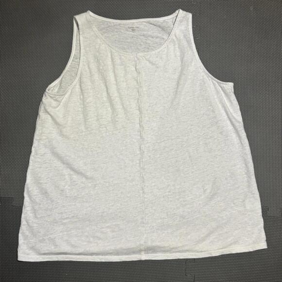 Garnett Hill Women's Sleeveless Embellished Linen White Tank Top Size Large - Picture 1 of 4